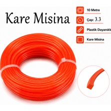 Badem10 (10 Metre) Motorlu Tırpan Misinası 3,3 mm Kare Dayanıklı Uzun Ömürlü Profesyonel Plastik Ip