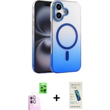 Marsilyan™- iPhone 16 Plus Kılıf Ahenk Doku Özel Seri - Şeffaf Pasifik Cam Ekran Koruyucu + Raze Metal Kamera Lens - Pe