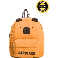 Capybara Orijinal Lisanslı Çocuk Okul /anaokulu Çantası, 3D Figürlü, Su Geçirmez Kumaş, Ön Cepli