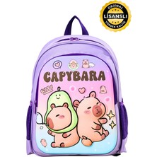 Capybara Lisanslı Çocuk Okul Sırt Çantası – Eva Ön Yüzeyli, Hafif, Ergonomik, Yan Cepli, Canlı Renk