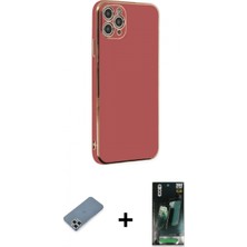 Marsilyan™- iPhone 11 Pro Max Kılıf Yankı Serisi - Şeffaf 360 Full Body Arka Koruyucu + Gümüş Metal Kamera Lens Koruma Cam