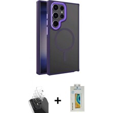 Marsilyan™- Galaxy S24 Ultra Kılıf Yörünge Klasik - Siyah Polymer Nano Ekran Koruyucu + Kamera Lens Koruma Cam - Sf