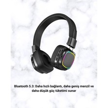 Uravas Store Mey Ithalat® Rgb Işıklı Katlanabilir Bluetooth 5.3 Kulak Üstü Kulaklık