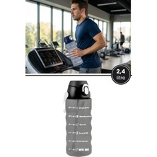 Empressco Zaman Çizelgeli 2,4 Litre Spor Su Şişesi, Pipetli, Sızdırmaz, Siyah