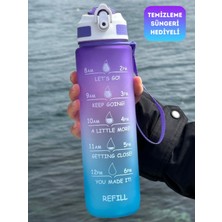 Empressco 1 Litre Çizgili Motivasyonel Matara, Spor ve Outdoor Için Bpa Free