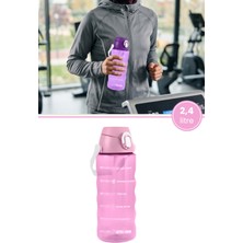 Empressco 2,4 L Zaman Çizelgeli Pembe Spor Su Şişesi, Pipetli, Sızdırmaz