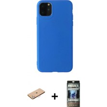 Marsilyan™- iPhone 11 Pro Max Kılıf Kozmos Yansıma Özel Seri - Siyah 34D Hayalet Izgaralı Cam + Renkli Kamera Lens Koruma Cam - Pe