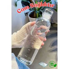 Cotswold Sağlıklı Cam Su Şişesi 700ML Motivasyonlu Matara Suluk Borosilikat Cam - Masaüstü Matara