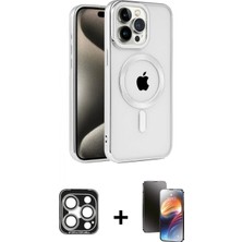 Marsilyan™- iPhone 15 Pro Max Kılıf Eksen Form Koleksiyonu - Siyah 3D Antistatik Mat Seramik Nano Ekran Koruyucu + Pvd Metal Kamera Lens - Gs