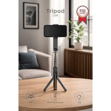Torima L09 Işıklı Gimbal Çok Amaçlı Işıklı Video Çekimi Telefon Sabitleyici Tripod Siyah Ayarlanabilir Yükseklik ile DSLR ve Telefon Uyumlu