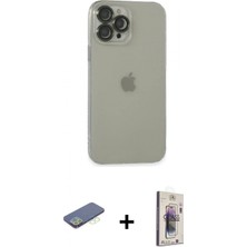 Marsilyan™- iPhone 13 Pro Max Kılıf Ufuk Minimal Özel Seri - Siyah Bilvis 3D Cam Ekran Koruyucu + Renkli Kamera Lens Koruma Cam - Yl