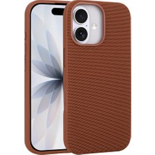 Nova Global iPhone 16 Kılıf M-Safe Şarj Özellikli Kumaş Tasarımlı Nvg Miami Sert Pc Kapak - Kahverengi