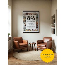 Fuart.Co Best Mom Certificate Poster, Kişiye Özel Anneler Günü Posteri, Çerçevesiz Poster
