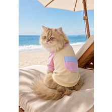 Kemique Soft Sun Kedi Tişörtü | Cepli Şeker Renkli Yazlık Kedi Kıyafeti