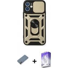 Marsilyan™- iPhone 12 Kılıf Ahenk Klasik - Siyah Bilvis 5in1 3D Magic Cam Ekran Koruyucu + Açık Yeşil Metal Kamera Lens Koruma Cam
