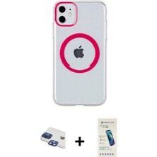 Marsilyan™- iPhone 11 Kılıf Pusula Form - Şeffaf Pasifik Cam Ekran Koruyucu + Pers Alüminyum Kamera Lens - Lt