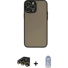 Marsilyan™- iPhone 14 Pro Kılıf Ahenk Çizgi Serisi - Siyah Joko Magic 5d Cam + Gold Raze Metal Kamera Lens