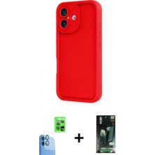 Marsilyan™- iPhone 16 Kılıf Yankı Yansıma Özel Seri - Siyah 360 Mat Full Body Arka Koruyucu + Lacivert Raze Metal Kamera Lens