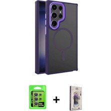 Marsilyan™- Galaxy S24 Ultra Kılıf Yörünge Klasik - Siyah Bilvis 3D Cam Ekran Koruyucu + Raze Metal Kamera Lens - Mr