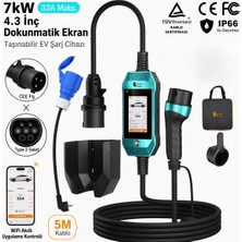 Feyree 7 Kw Taşınabilir Elektrikli Araç Şarj Cihazı Type 2 – 32A Tek Faz, 5 Metre, Uygulama Kontrollü