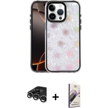 Marsilyan™- iPhone 15 Pro Kılıf Odak Prime - Siyah Bilvis 3D Mat Cam Ekran Koruyucu + Raze Metal Kamera Lens - Gs
