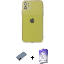 Marsilyan™- iPhone 12 Kılıf Ahenk Doku - Siyah Bilvis 5in1 3D Magic Cam Ekran Koruyucu + Metal Kamera Lens Koruma Cam - Kı