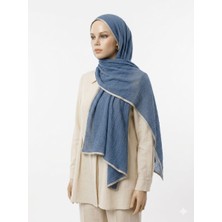 Ang-Scarf 75 x 180 Mavi Renk Müslin Şal - Ağırlık Yapmaz - Ütü Gerekmez - Dört Mevsim Kullanıma Uygun - Kayma Yapmaz