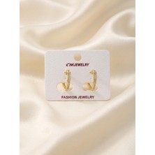 Happy Aksesuar Zirkon Taşlı Gold Kadın Küpe
