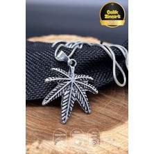 Balzamin Design Çelik Yaprak Kolye 60 cm Yılan Zincir 316L Paslanmaz Unisex Kolye Suya Dayanıklı Erkek Kolye