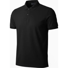 Erkek Pike Kumaş Düğmeli Yaka Regular Fit Günlük Kısa Kol Tişört T-Shirt - Siyah