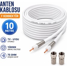 Chavoes 10 Metre F Konnektörlü Uydu Anten Kablosu Yüksek Sinyal Kalitesi