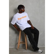 Erkek Baskılı T-Shirt Kısa Kol Bisiklet Yaka Regular Fit Rahat Kalıp Günlük Tişört - Beyaz