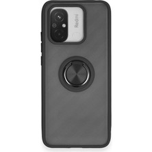 Ulugo Xiaomi Redmi 12C Kılıf Montreal Yüzüklü Silikon Kapak - Siyah