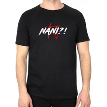 Unisex Bisiklet Yaka Baskılı Oversize T-Shirt - Siyah