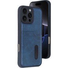 Ulugo Apple Iphone 16 Pro Kılıf Sara Kartvizitli Deri Kılıf - Lacivert