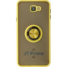 Ulugo Samsung Galaxy J7 Prime Kılıf Montreal Yüzüklü Silikon Kapak - Sarı