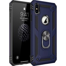 Ulugo Apple Iphone x Kılıf Sofya Yüzüklü Silikon Kapak - Lacivert