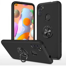 Ulugo Samsung Galaxy A11 Kılıf Elit Yüzüklü Kapak - Siyah