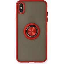 Ulugo Apple Iphone x Kılıf Montreal Yüzüklü Silikon Kapak - Kırmızı