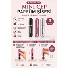 Eneci 3 Adet Seyahat Tipi Taşınabilir ve Doldurulabilir Şık Metal Parfüm Şişesi 7,5 cm