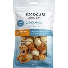 Erdo Ticaret Dr. Premium Tavuk Sargılı Beyaz Sığır Derisi Düğüm Kemik Tahılsız Köpek Ödülü 2” 12-13 gr 8'li