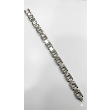 Ulugo Rodyum Çelik  Erkek Çelik Bileklik Boy 21.5 cm / En 1.2 Cm  - EBL0055