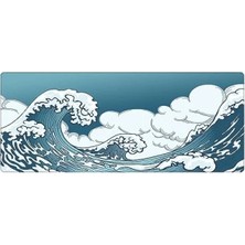 Erdo Ticaret Xxl Büyük Oyuncu Mouse Pad - 90X40 Cm, Mavi Dalga Deseni