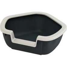 Erdo Ticaret Köşe Tasarımlı Kedi Tuvaleti - Dayanıklı Plastik, 57.5 x 51.5 x 22 cm