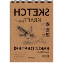Erdo Ticaret A5 Boy Kraft Kağıt Eskiz Defteri - 90 Gr, 50 Yaprak