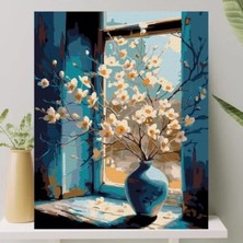 Erdo Ticaret Sayılarla Boyama Tuval Seti - 40X50 Cm, Camdaki Vazo