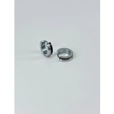 Ulugo Rodyum ve Siyah  Çelik Erkek Küpe Çap (9 Mm) Kalınlık (4 Mm) - EKP0007