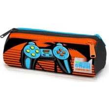 Erdo Ticaret Üç Bölmeli Kalem Çantası - Siyah ve Turuncu Gamer Desenli