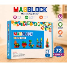 MagBlock 72 Parça Manyetik Yapı Blokları - Tamamı Mıknatıslı - Destekleyici Set - Tüm Markalarla Uyumlu.