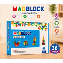 MagBlock 36 Parça Manyetik Yapı Blokları - Tamamı Mıknatıslı - Destekleyici Set - Tüm modellerle uyumlu.